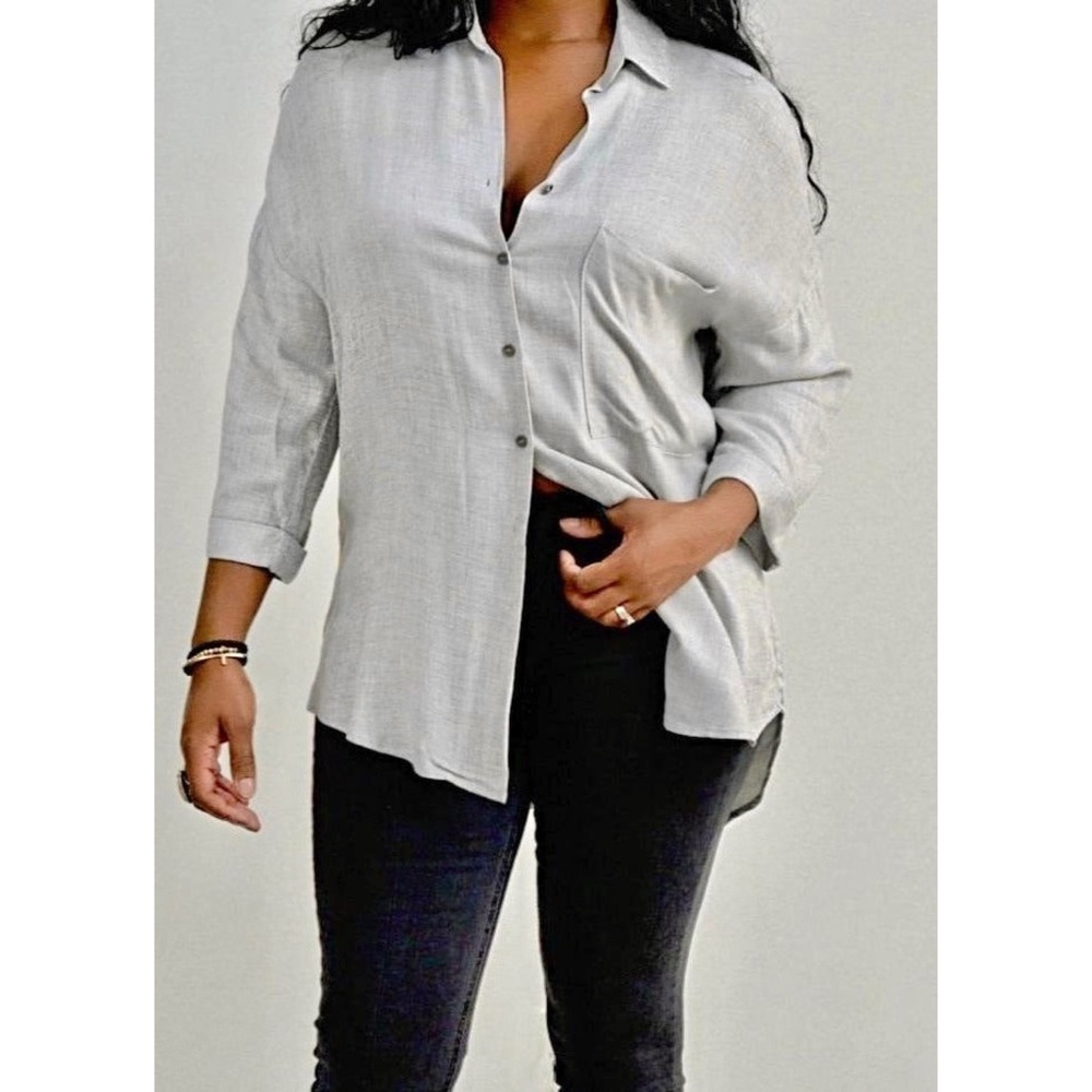 Oversized Button Down Poplin Short Sleeve Shirt
